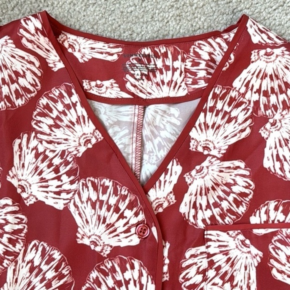 NWT Summersalt Cloud 9 Satin PJ top Long Sleeves Burgundy Seashell Print Medium - Picture 6 of 14